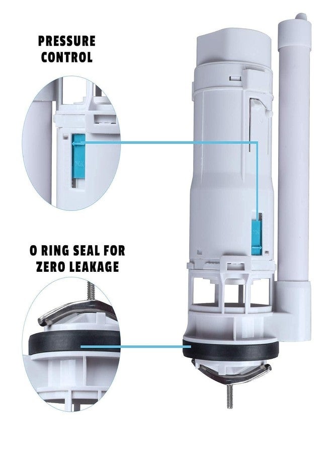METWIN Water-Saving Plastic Dual Flush Valve, 8.26 Inch Flush Siphon 6-10" Fill Valve with Toilet Repair Kit ABS Push Chrome Plated Button for Tank Commode Fixed Together Commode Cistern Fitting, - Image 2